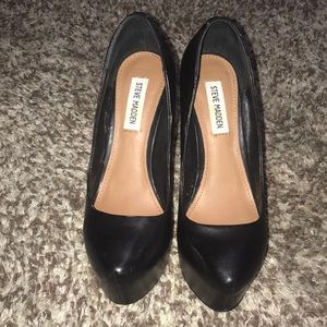 Classic black leather platform heel